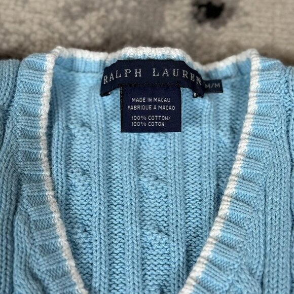 Vintage Ralph Lauren Cable-Knit Cotton V-Neck Sweater Vest - Picture 6 of 6